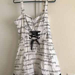 White musical score dress